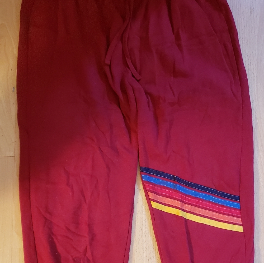 Red and Colorful Lounging Women Sweatpants